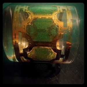 Mid Century Green & Gold Replacement Whiskey Glass